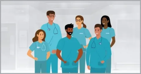 A culturally diverse group of nurses.